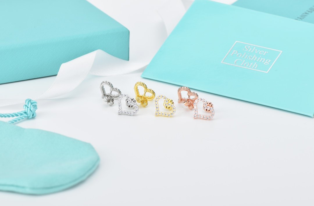 [Rose Tomorrow]OPEN HEART STUD DIAMOND EARRINGS