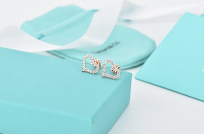 [Rose Tomorrow]OPEN HEART STUD DIAMOND EARRINGS