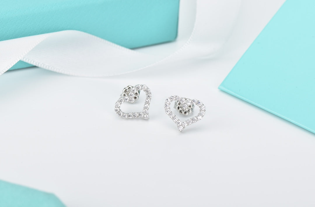 [Rose Tomorrow]OPEN HEART STUD DIAMOND EARRINGS
