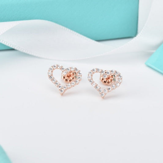 [Rose Tomorrow]OPEN HEART STUD DIAMOND EARRINGS