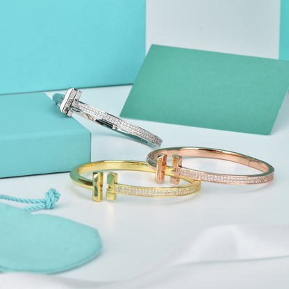 [Rose Tomorrow]WIDE DIAMONDS HINGED BANGLE