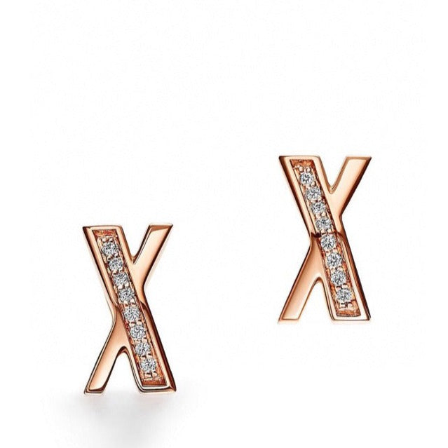 [Rose Tomorrow]X EARRINGS ROSE GOLD DIAMONDS