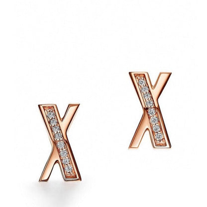 [Rose Tomorrow]X EARRINGS ROSE GOLD DIAMONDS