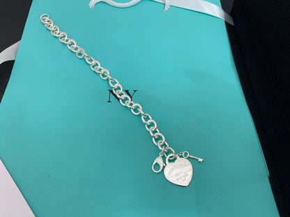 [Rose Tomorrow]KEY HEART CARD CHUNKY INTERLOCKING BRACELET LENGTH