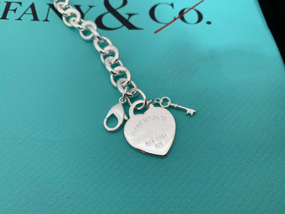 [Rose Tomorrow]KEY HEART CARD CHUNKY INTERLOCKING BRACELET LENGTH