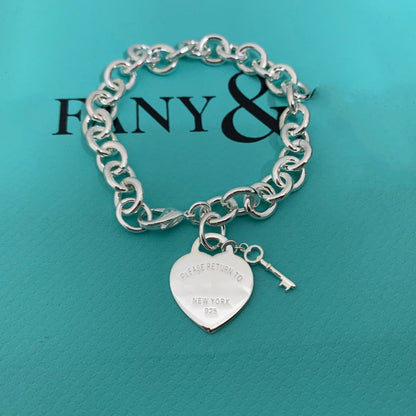[Rose Tomorrow]KEY HEART CARD CHUNKY INTERLOCKING BRACELET LENGTH