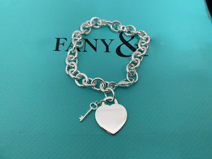 [Rose Tomorrow]KEY HEART CARD CHUNKY INTERLOCKING BRACELET LENGTH