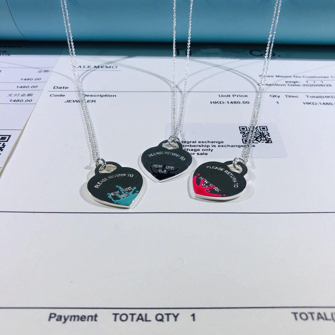 [Rose Tomorrow]COLOUR HEART SPLASH TAG NECKLACE