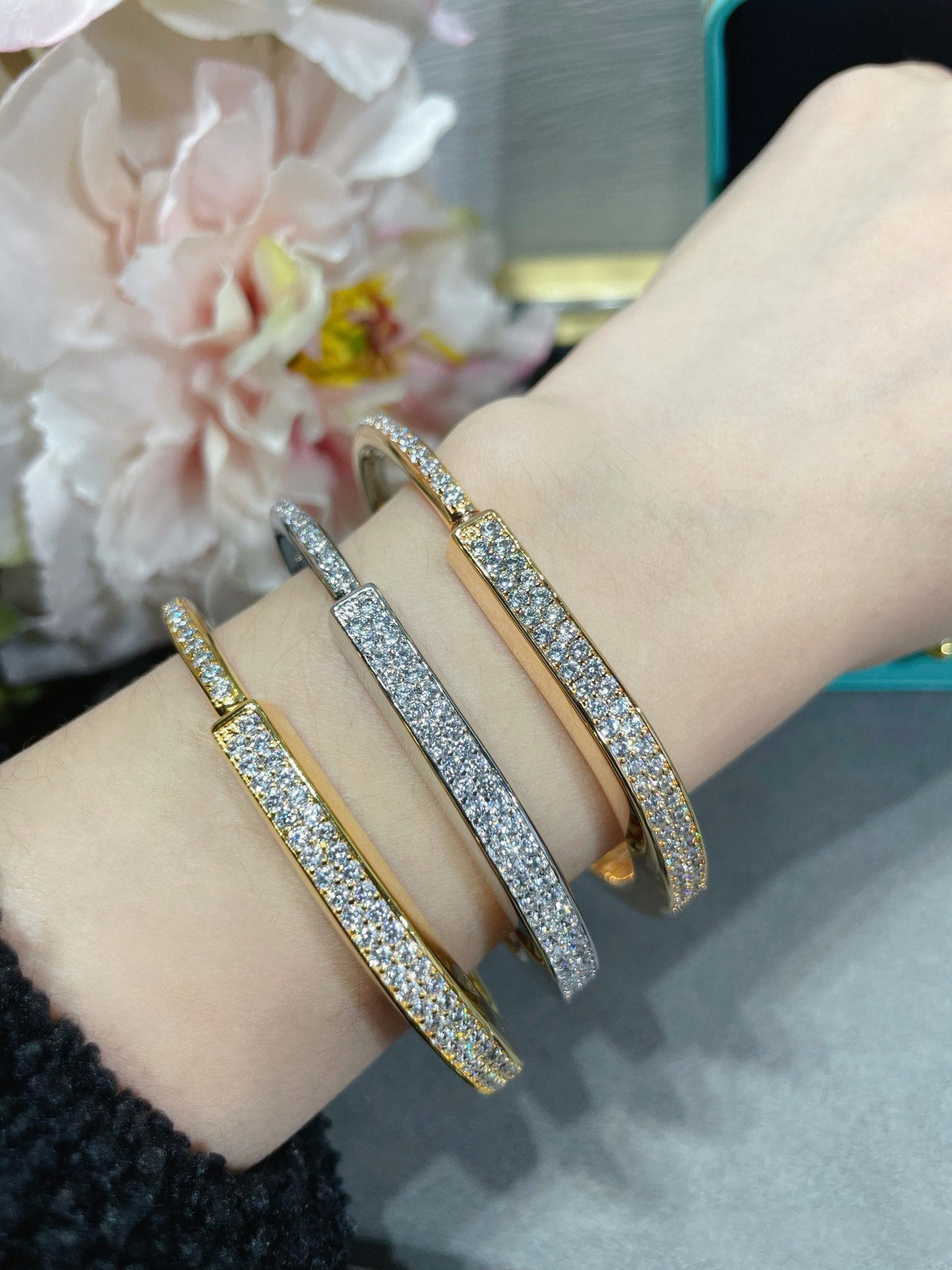 [Rose Tomorrow]LOCK BRACELET DIAMOND PAVED