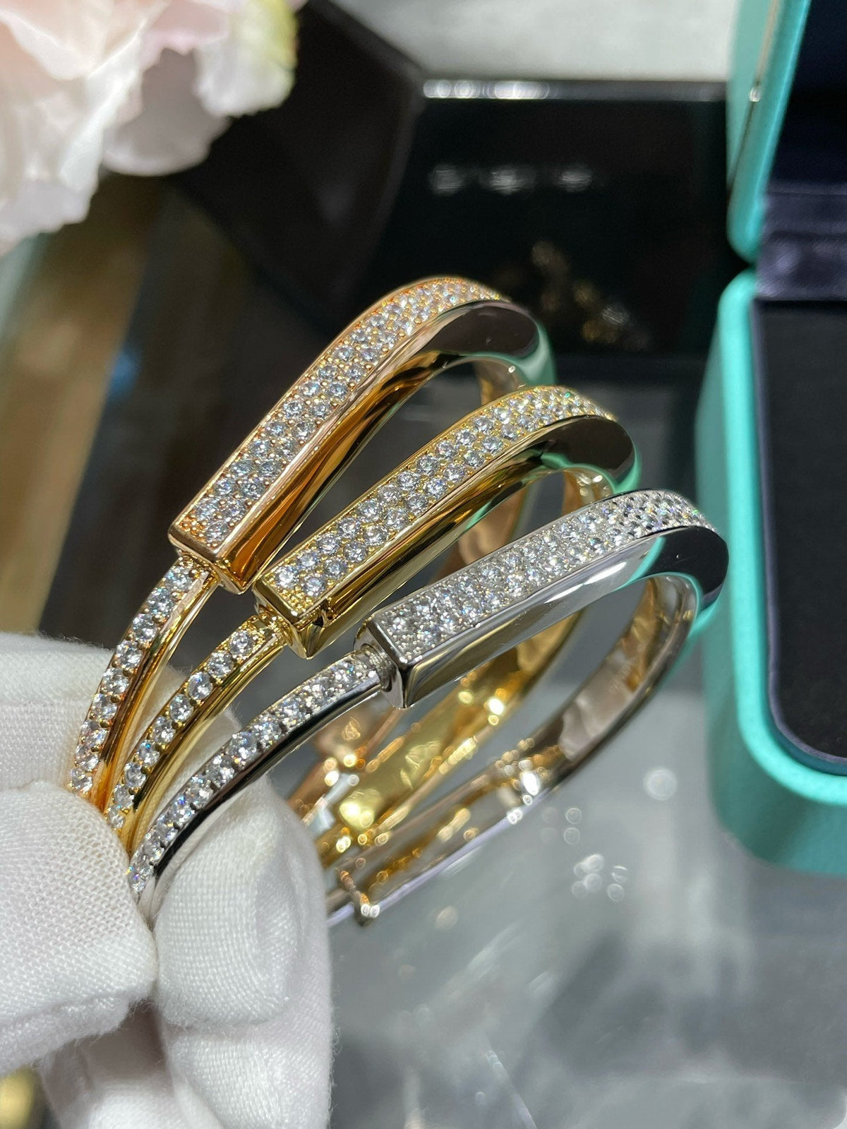 [Rose Tomorrow]LOCK BRACELET DIAMOND PAVED