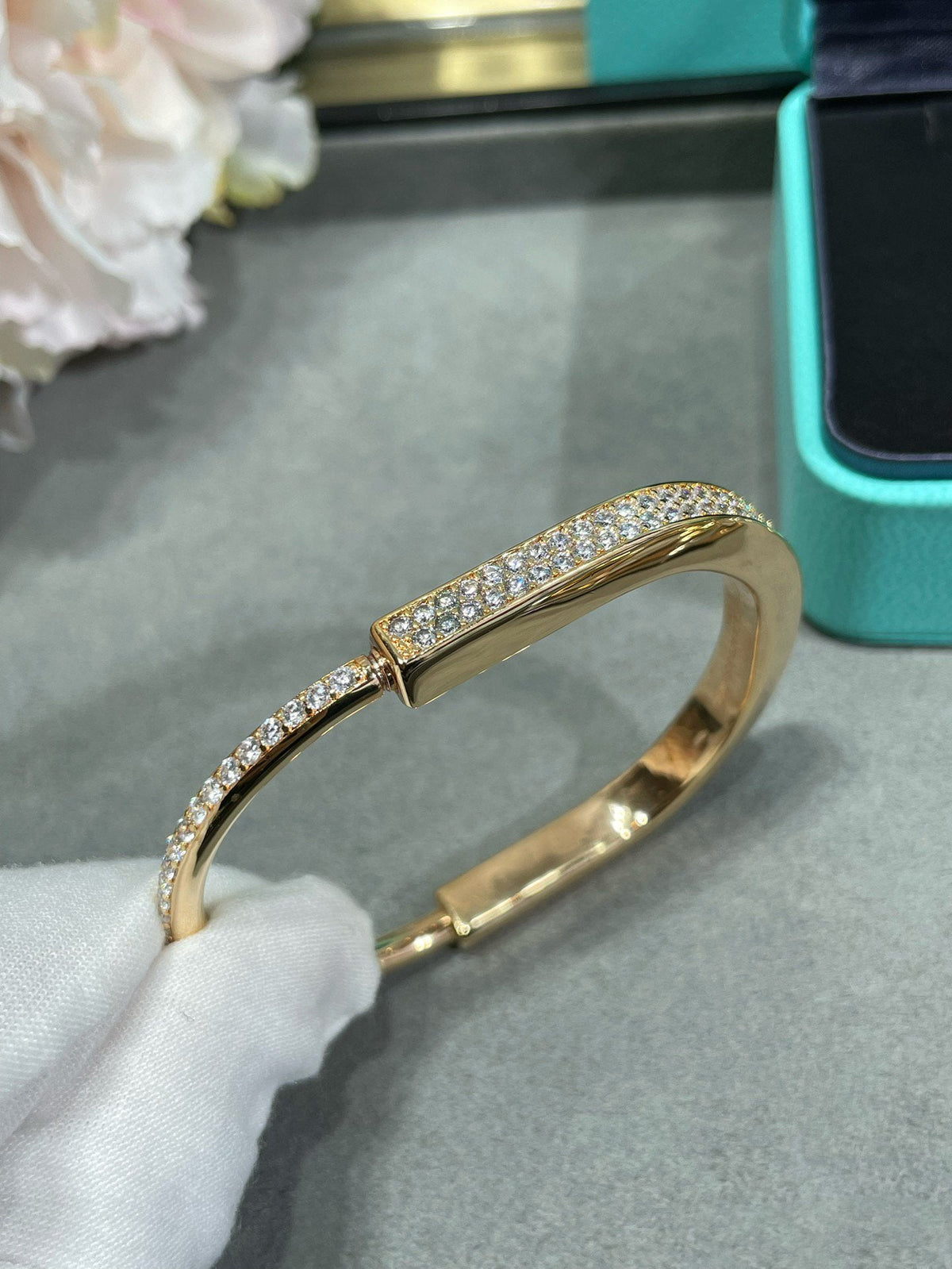 [Rose Tomorrow]LOCK BRACELET DIAMOND PAVED