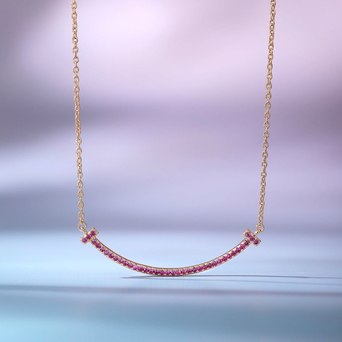 [Rose Tomorrow]BIG SMILE PEDANT PINK DIAMOND NECKLACE