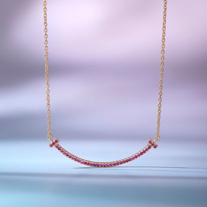 [Rose Tomorrow]BIG SMILE PEDANT PINK DIAMOND NECKLACE