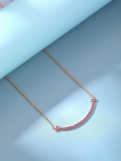 [Rose Tomorrow]BIG SMILE PEDANT PINK DIAMOND NECKLACE