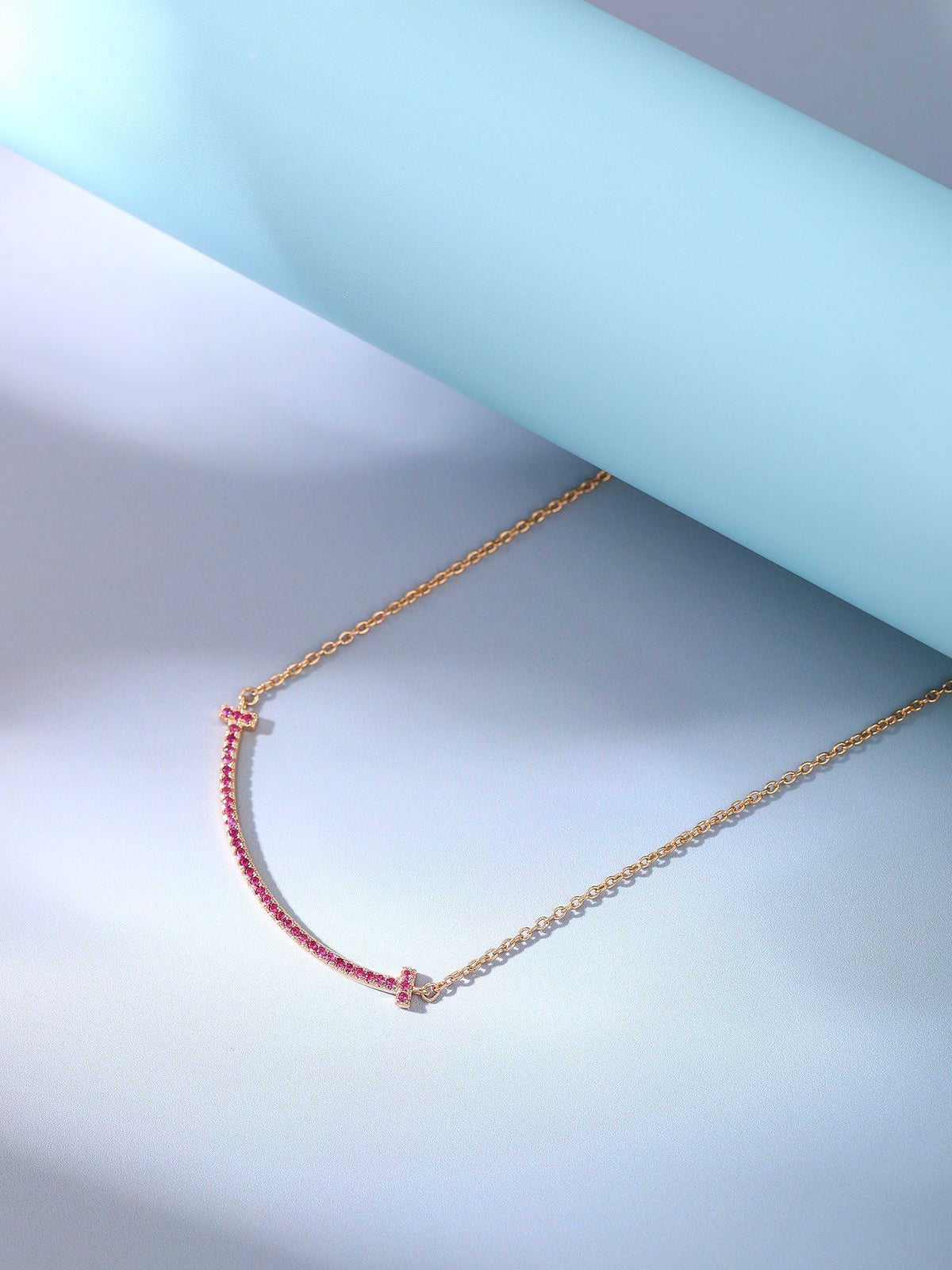 [Rose Tomorrow]BIG SMILE PEDANT PINK DIAMOND NECKLACE