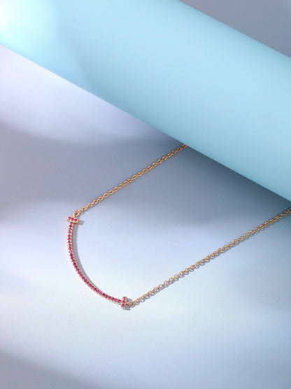 [Rose Tomorrow]BIG SMILE PEDANT PINK DIAMOND NECKLACE