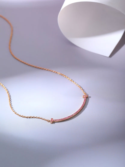 [Rose Tomorrow]BIG SMILE PEDANT PINK DIAMOND NECKLACE