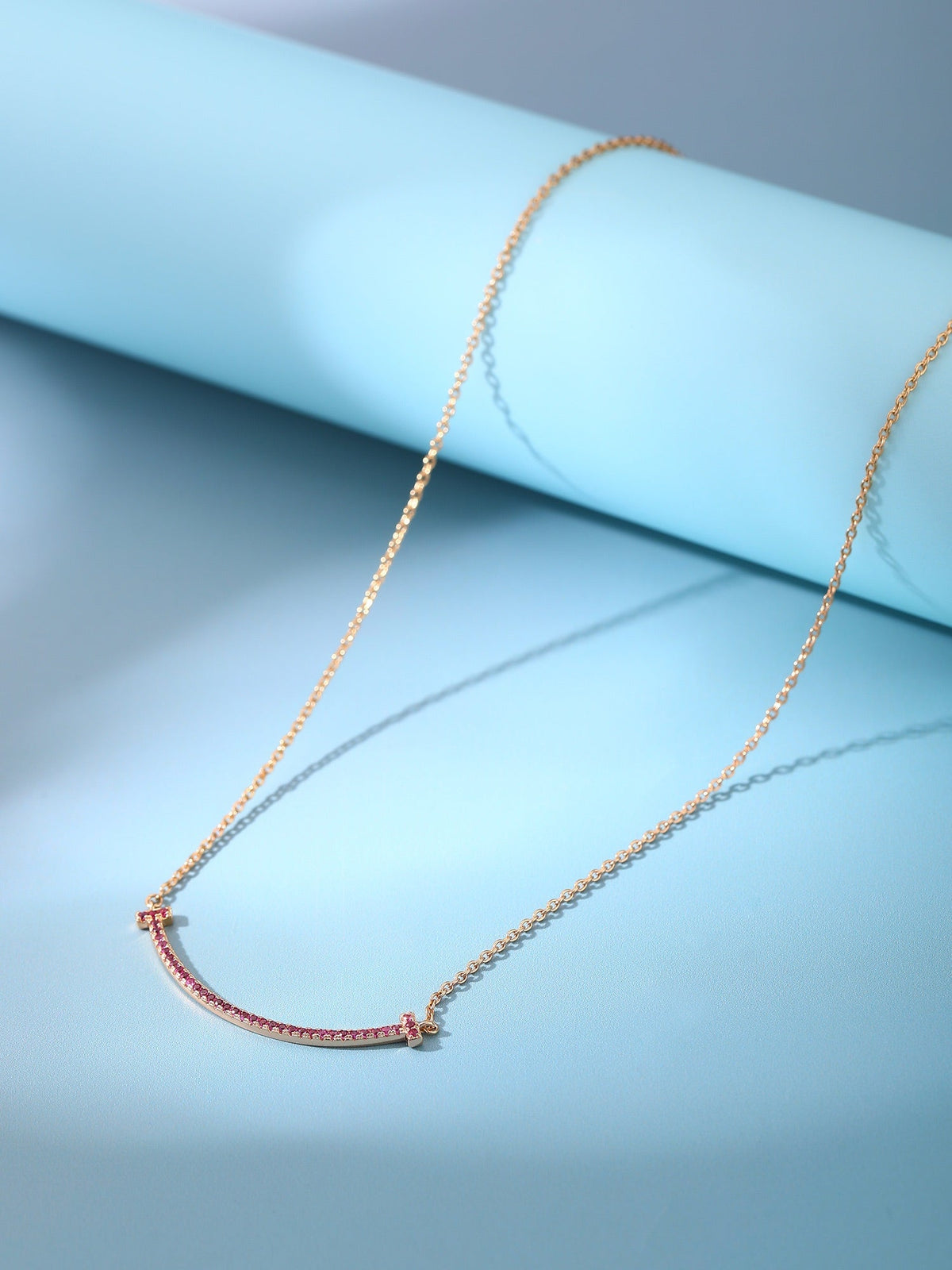 [Rose Tomorrow]BIG SMILE PEDANT PINK DIAMOND NECKLACE