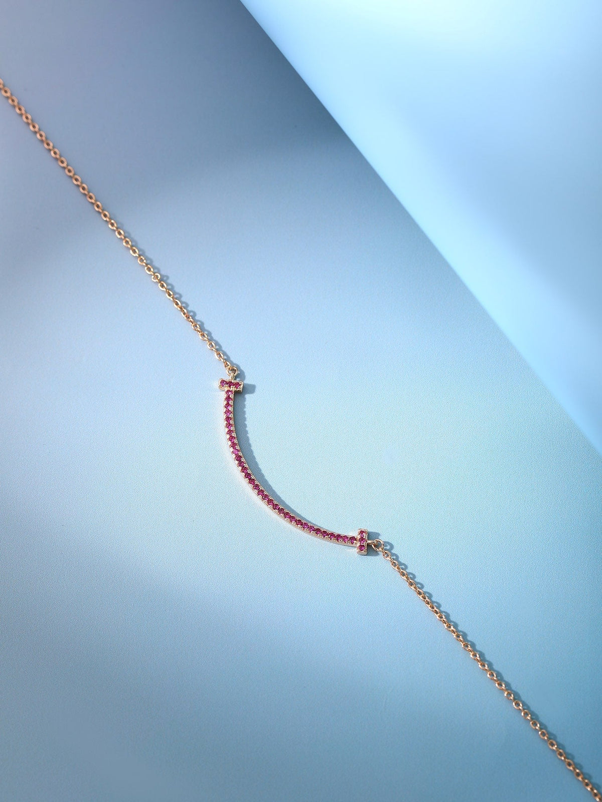 [Rose Tomorrow]BIG SMILE PEDANT PINK DIAMOND NECKLACE