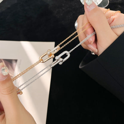 [Rose Tomorrow]HARDWEAR DIAMOND PEDANT DOUBLE CHAIN NECKLACE