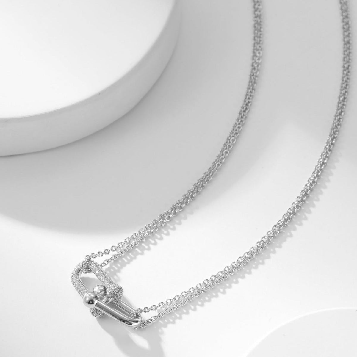 [Rose Tomorrow]HARDWEAR DIAMOND PEDANT DOUBLE CHAIN NECKLACE