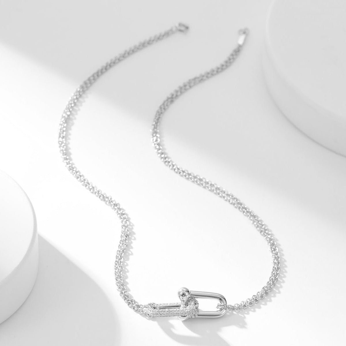 [Rose Tomorrow]HARDWEAR DIAMOND PEDANT DOUBLE CHAIN NECKLACE