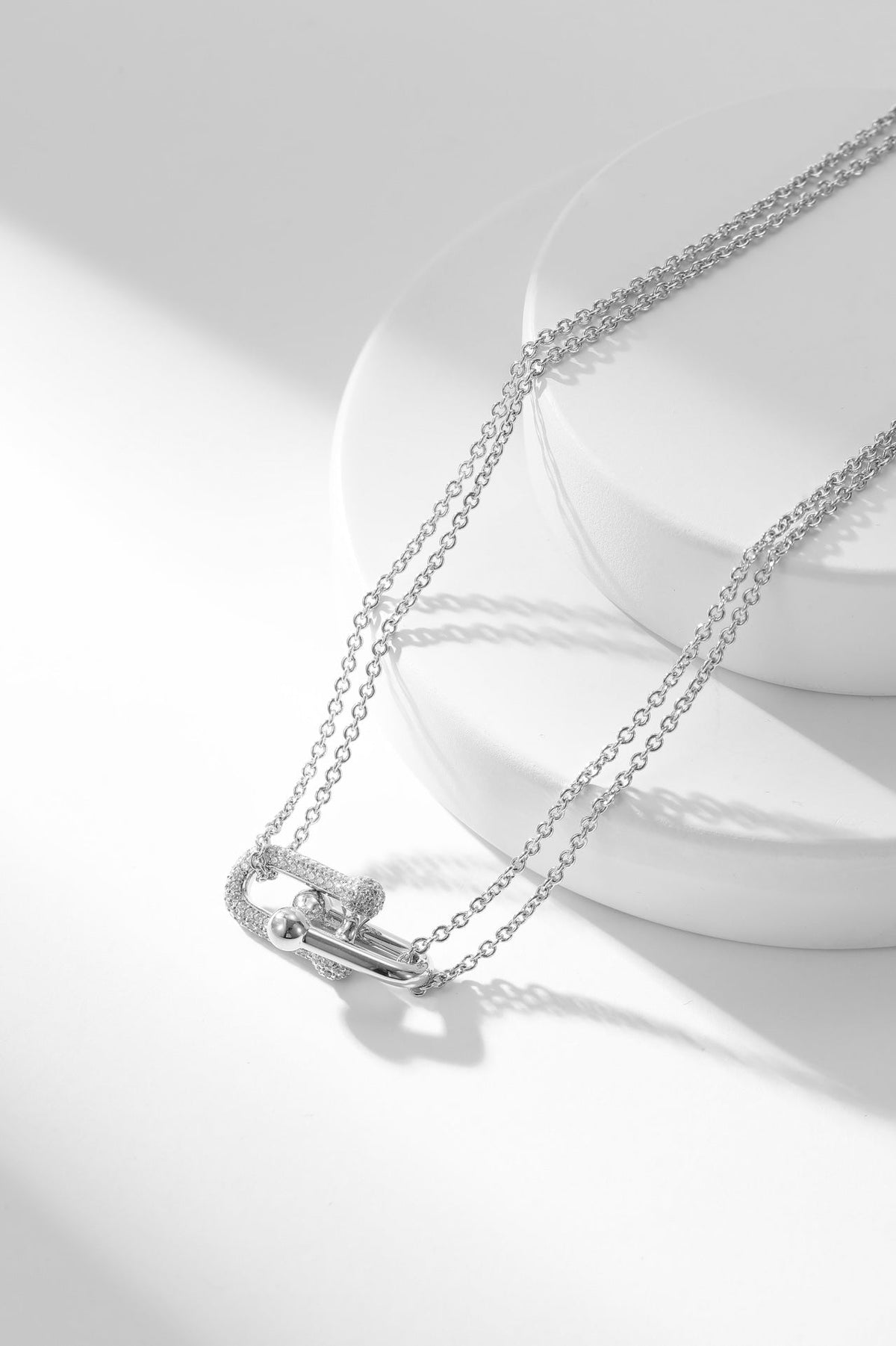 [Rose Tomorrow]HARDWEAR DIAMOND PEDANT DOUBLE CHAIN NECKLACE