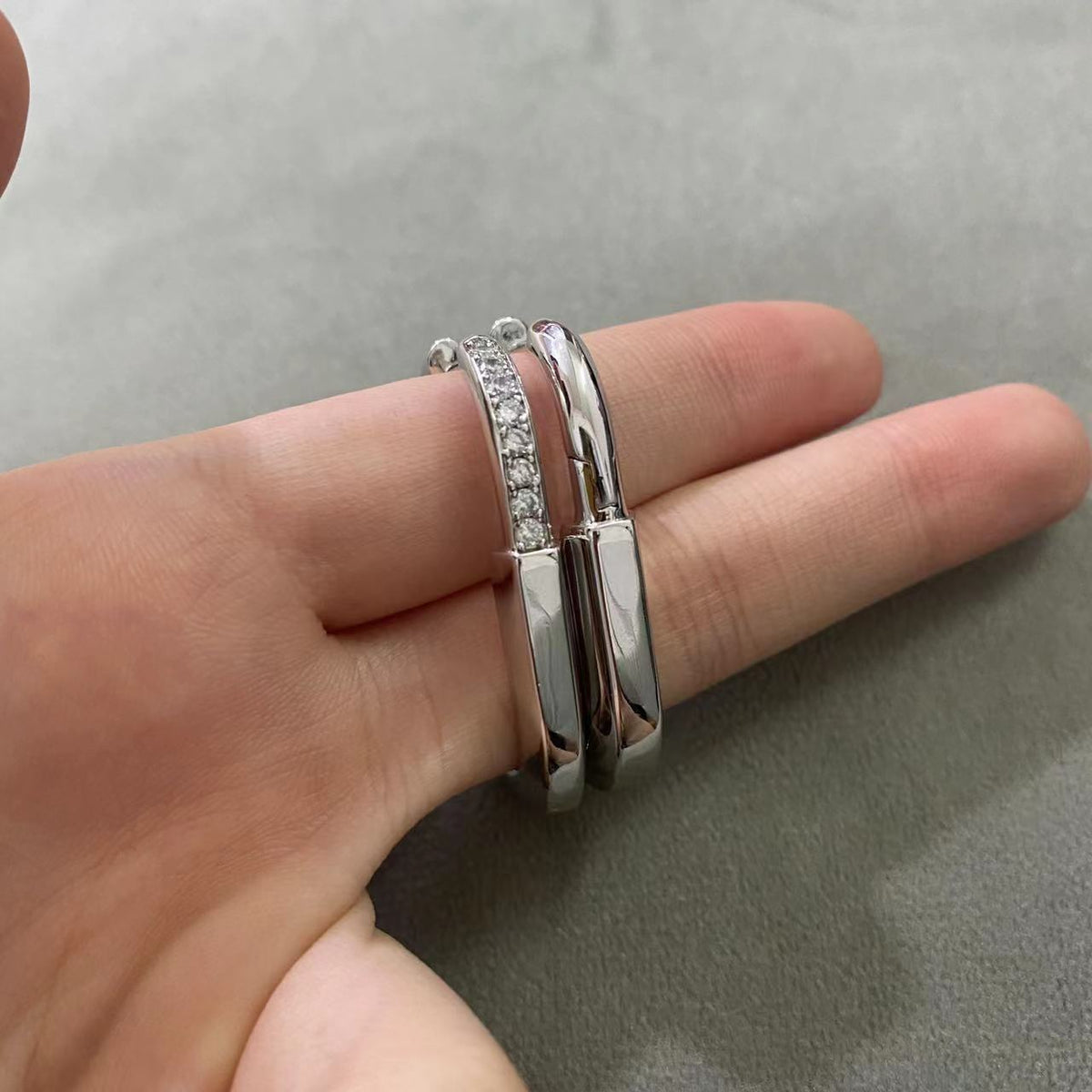 [Rose Tomorrow]LOCK MEDIUM DIAMNOND EARRINGS