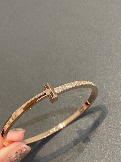 [Rose Tomorrow]NARROW T1 HINGED BANGLE DIAMOND PINK GOLD