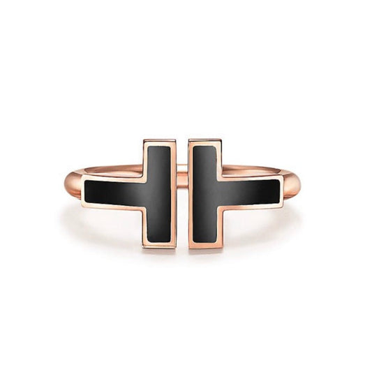 [Rose Tomorrow]T SMALL ONYX PINK GOLD RING