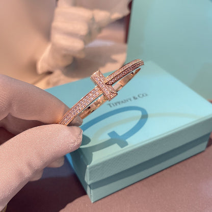 [Rose Tomorrow]T1 WIDE HINGED BANGLE DIAMOND PAVED BRACELET