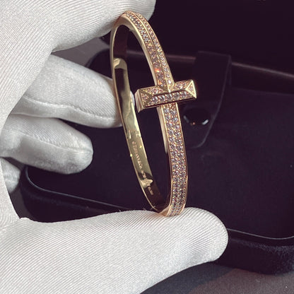[Rose Tomorrow]T1 WIDE HINGED BANGLE DIAMOND PAVED BRACELET