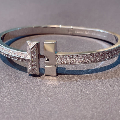 [Rose Tomorrow]T1 WIDE HINGED BANGLE DIAMOND PAVED BRACELET