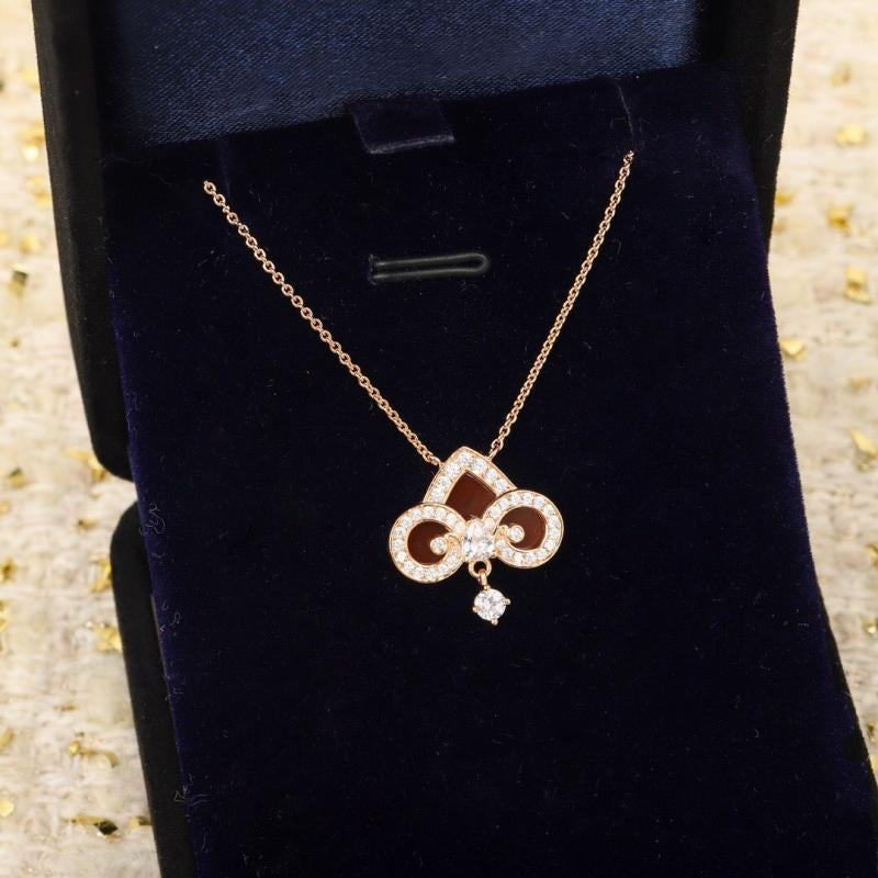 [Rose Tomorrow]FLEUR DE LIS PINK GOLD DIAMOND NECKLACE