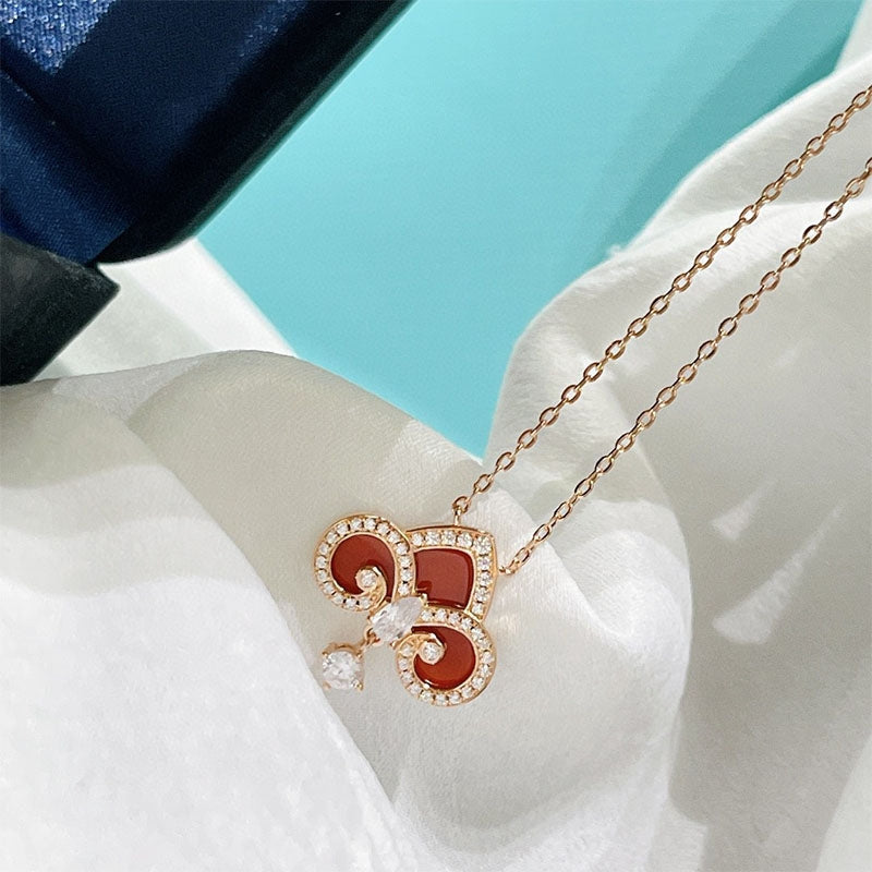 [Rose Tomorrow]FLEUR DE LIS PINK GOLD DIAMOND NECKLACE