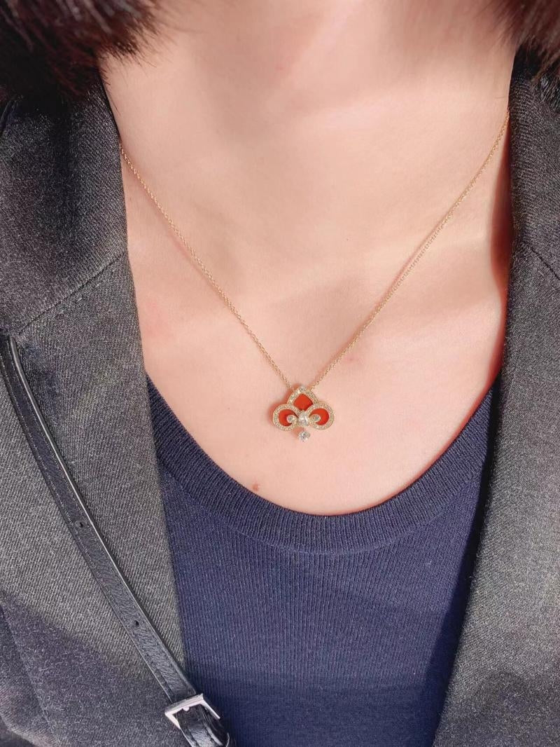 [Rose Tomorrow]FLEUR DE LIS PINK GOLD DIAMOND NECKLACE