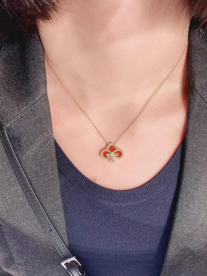 [Rose Tomorrow]FLEUR DE LIS PINK GOLD DIAMOND NECKLACE