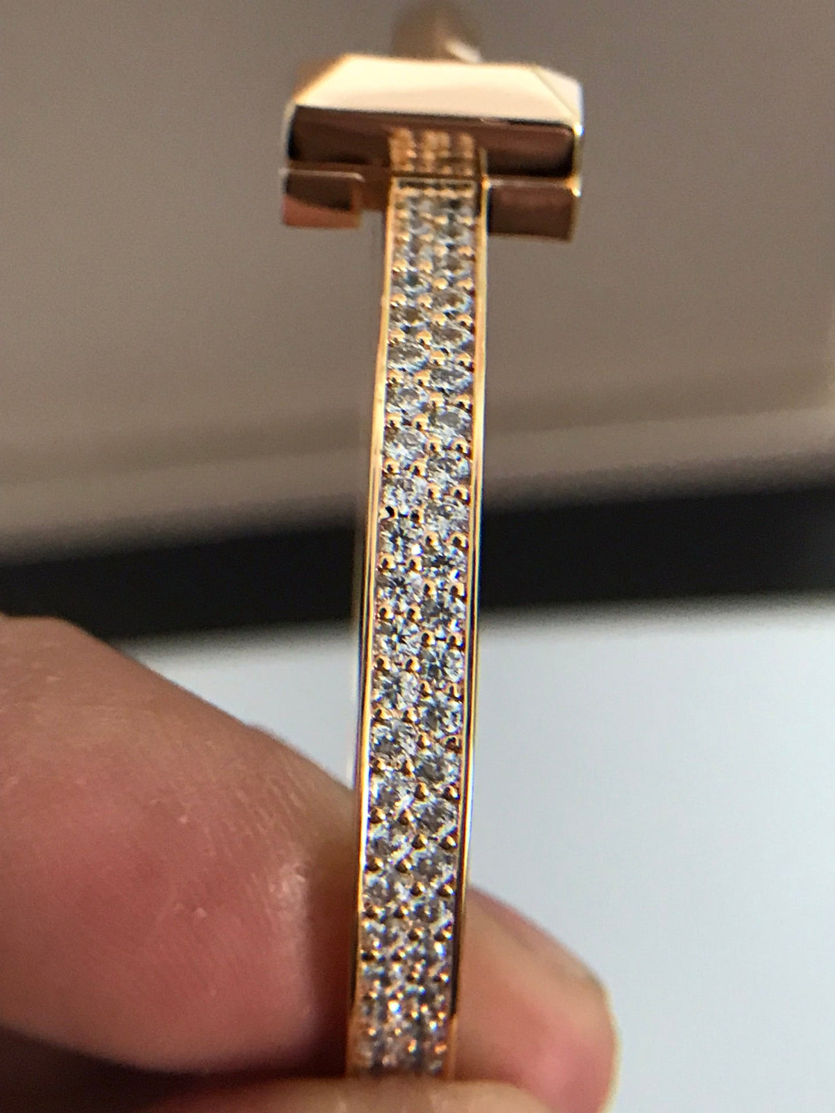 [Rose Tomorrow]T1 WIDE DIAMOND HINGED BANGLE PINK GOLD