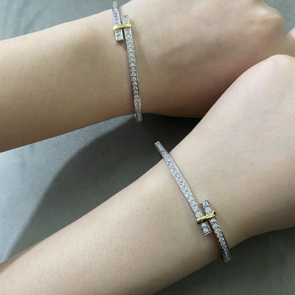 [Rose Tomorrow]EDGE DIAMOND GOLD SILVER BRACELET