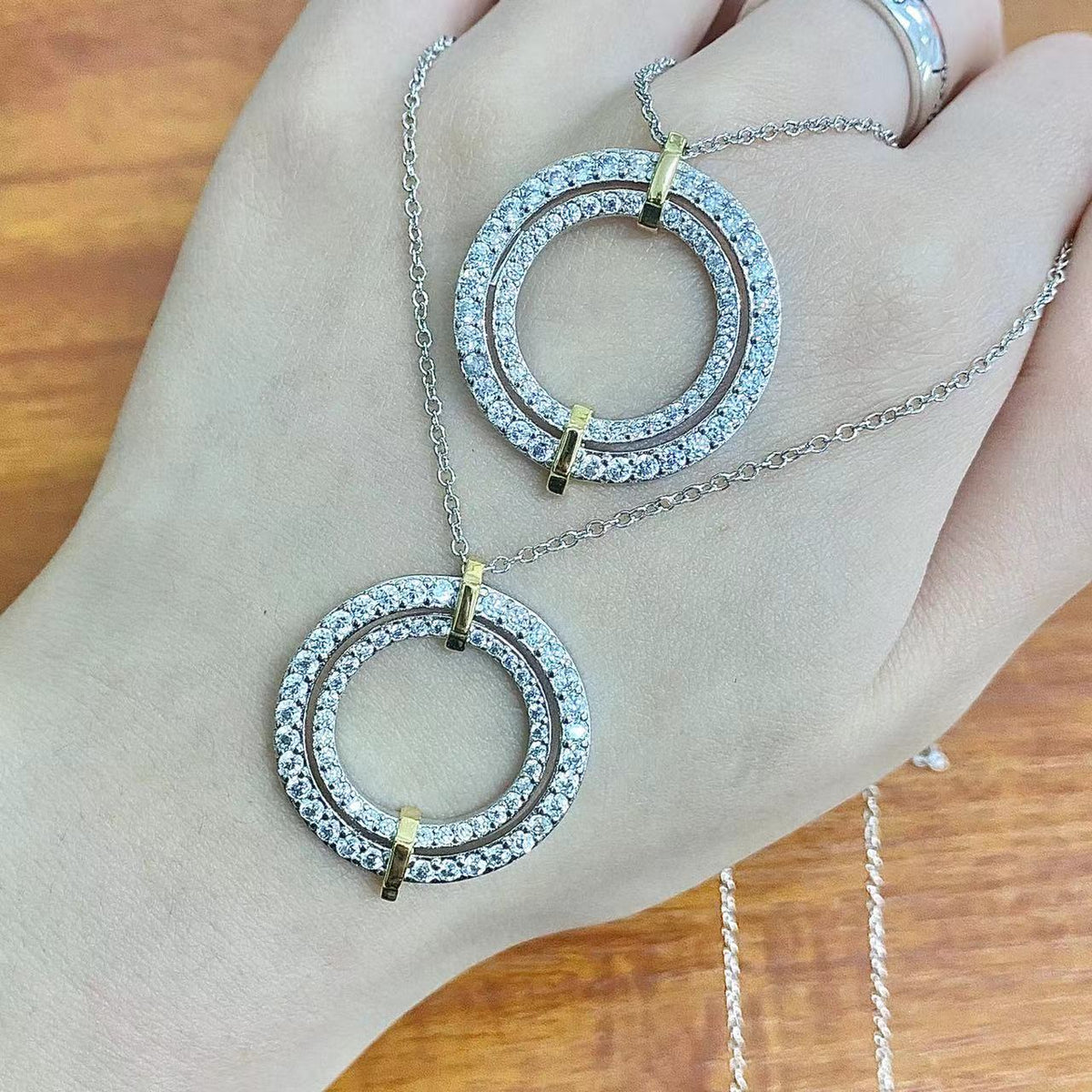 [Rose Tomorrow]EDGE DIAMOND GOLD SILVER NECKLACE