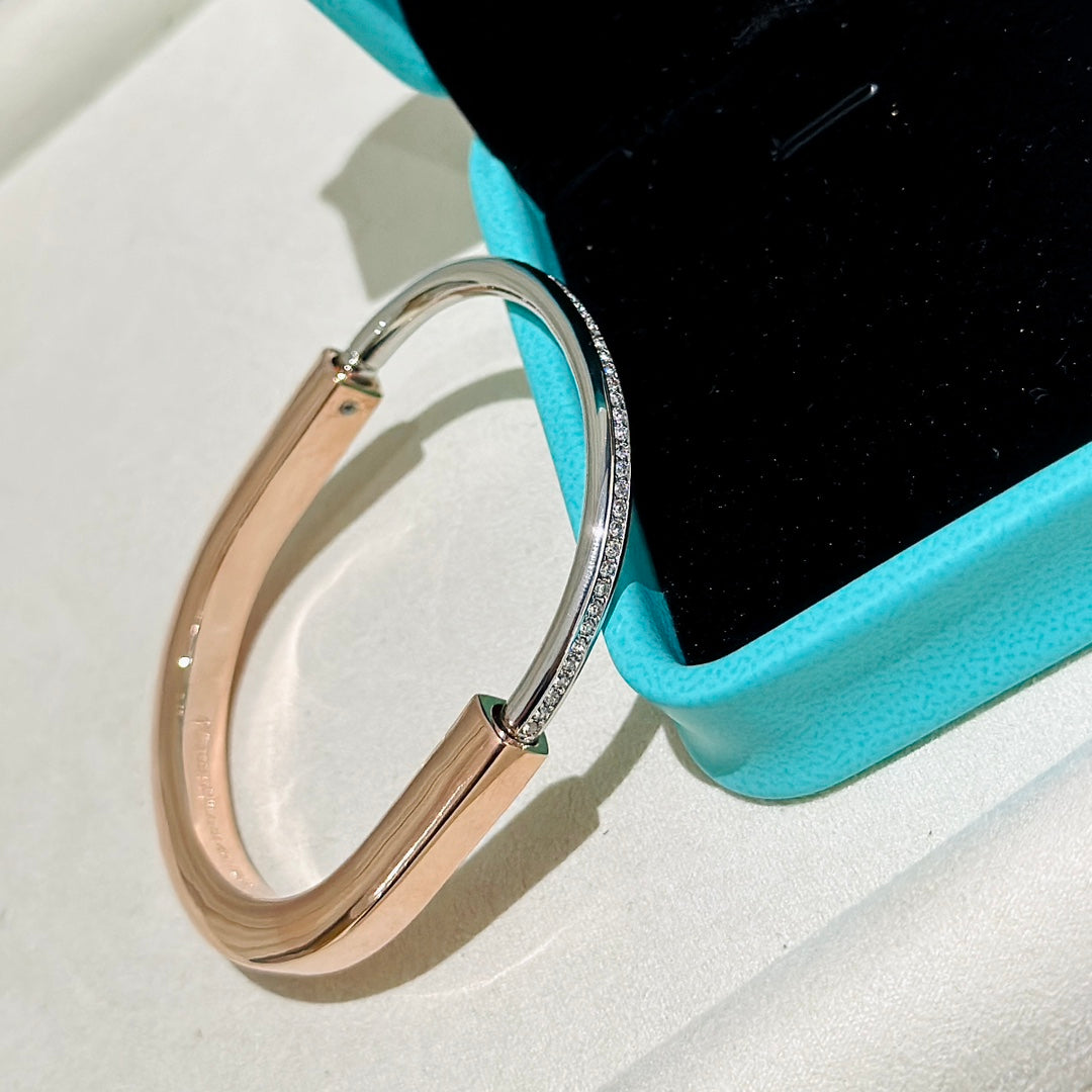 [Rose Tomorrow]LOCK PINK GOLD SILVER DIAMOND BRACELET