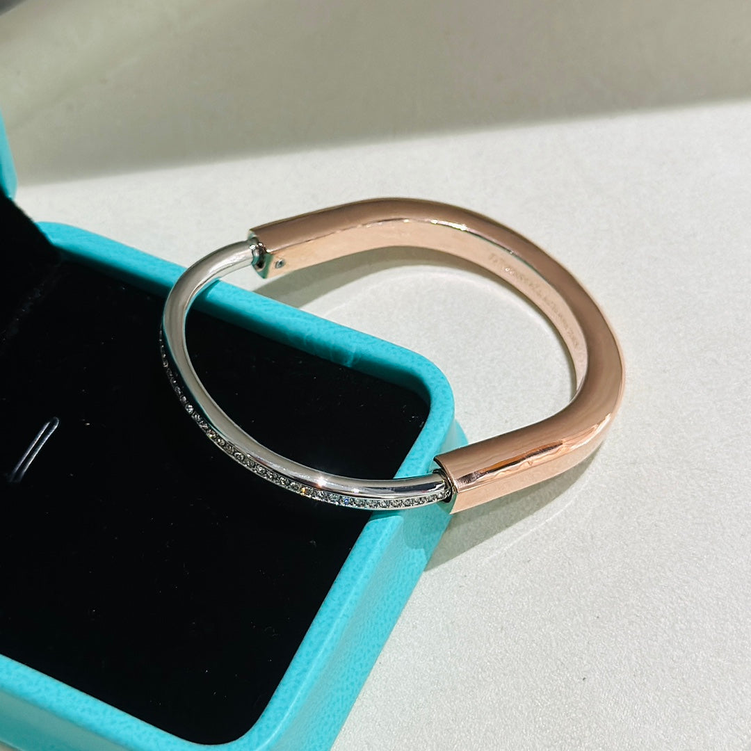 [Rose Tomorrow]LOCK PINK GOLD SILVER DIAMOND BRACELET