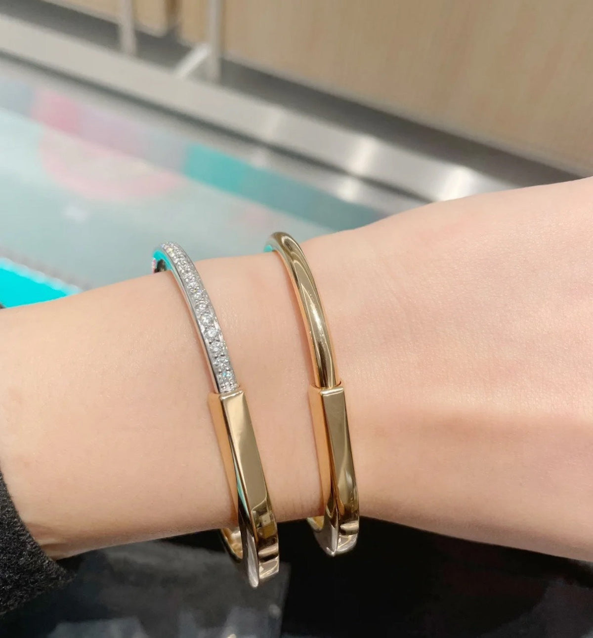[Rose Tomorrow]LOCK PINK GOLD SILVER DIAMOND BRACELET