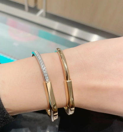 [Rose Tomorrow]LOCK PINK GOLD SILVER DIAMOND BRACELET