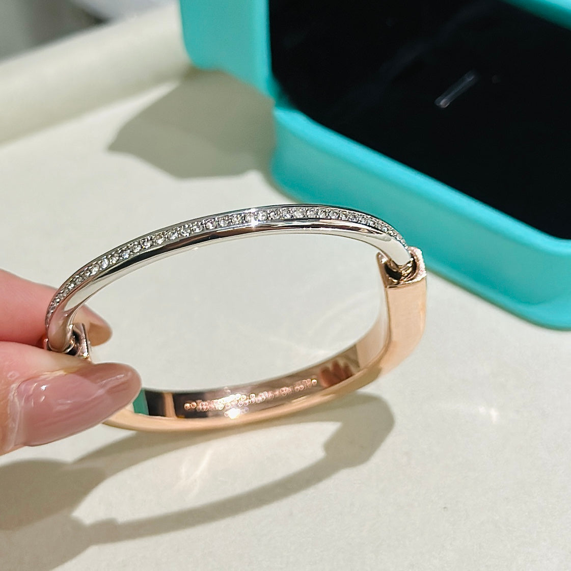 [Rose Tomorrow]LOCK PINK GOLD SILVER DIAMOND BRACELET