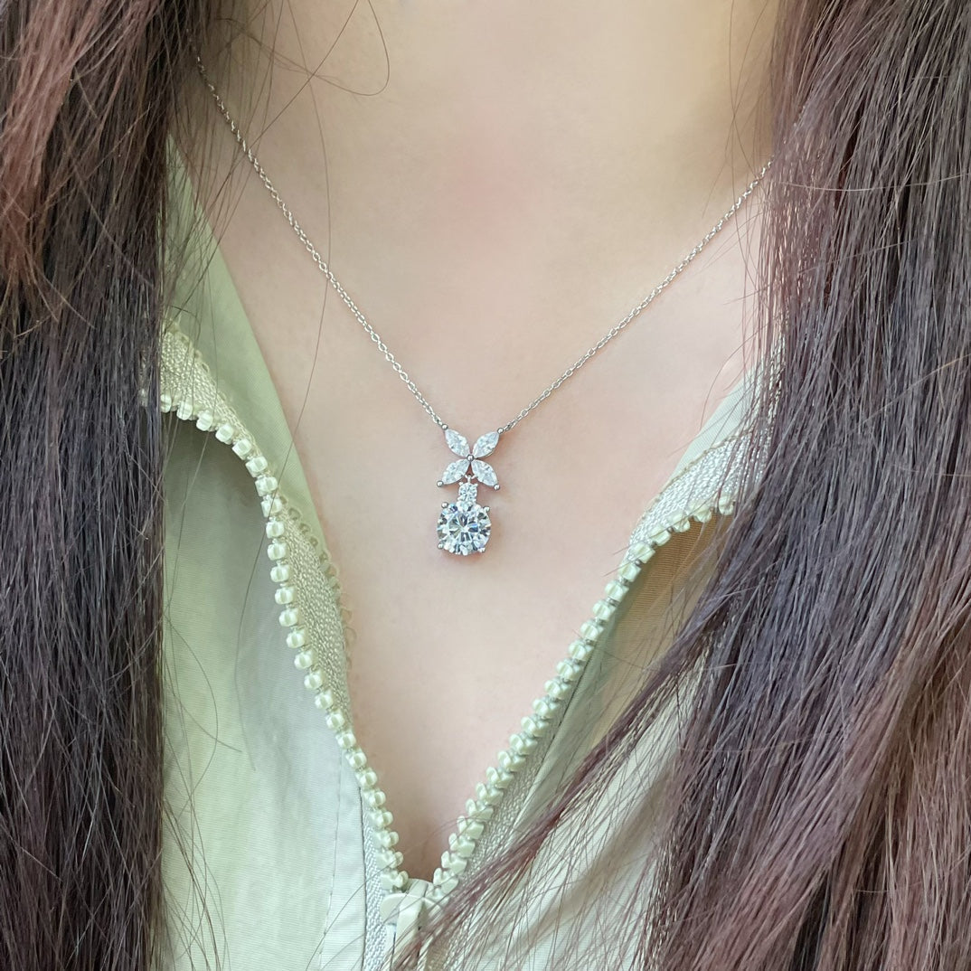 [Rose Tomorrow]VICTORIA PENDANT SILVER DIAMOND NECKLACE