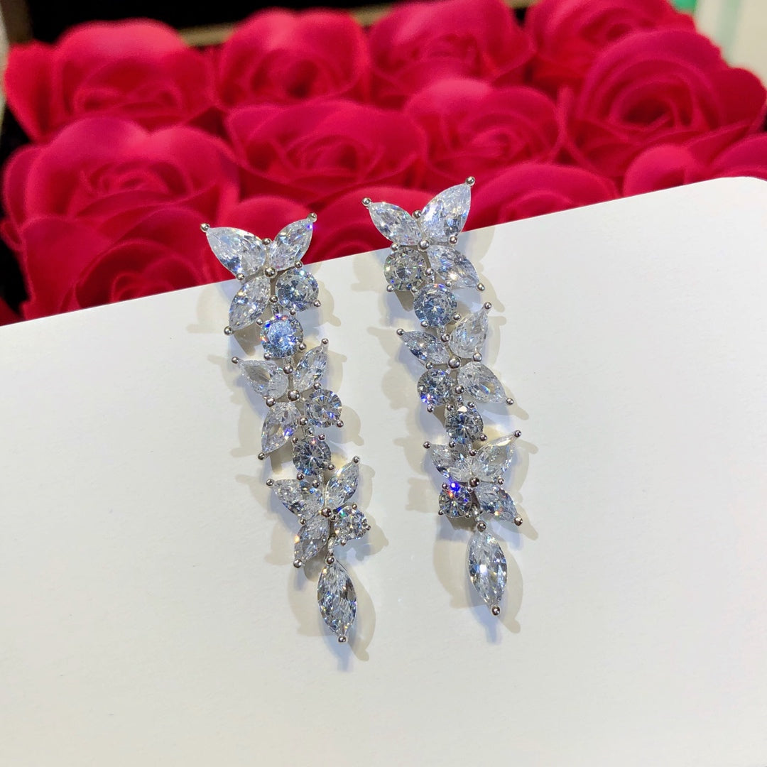 [Rose Tomorrow]VICTORIA SILVER DIAMOND DROP EARRINGS