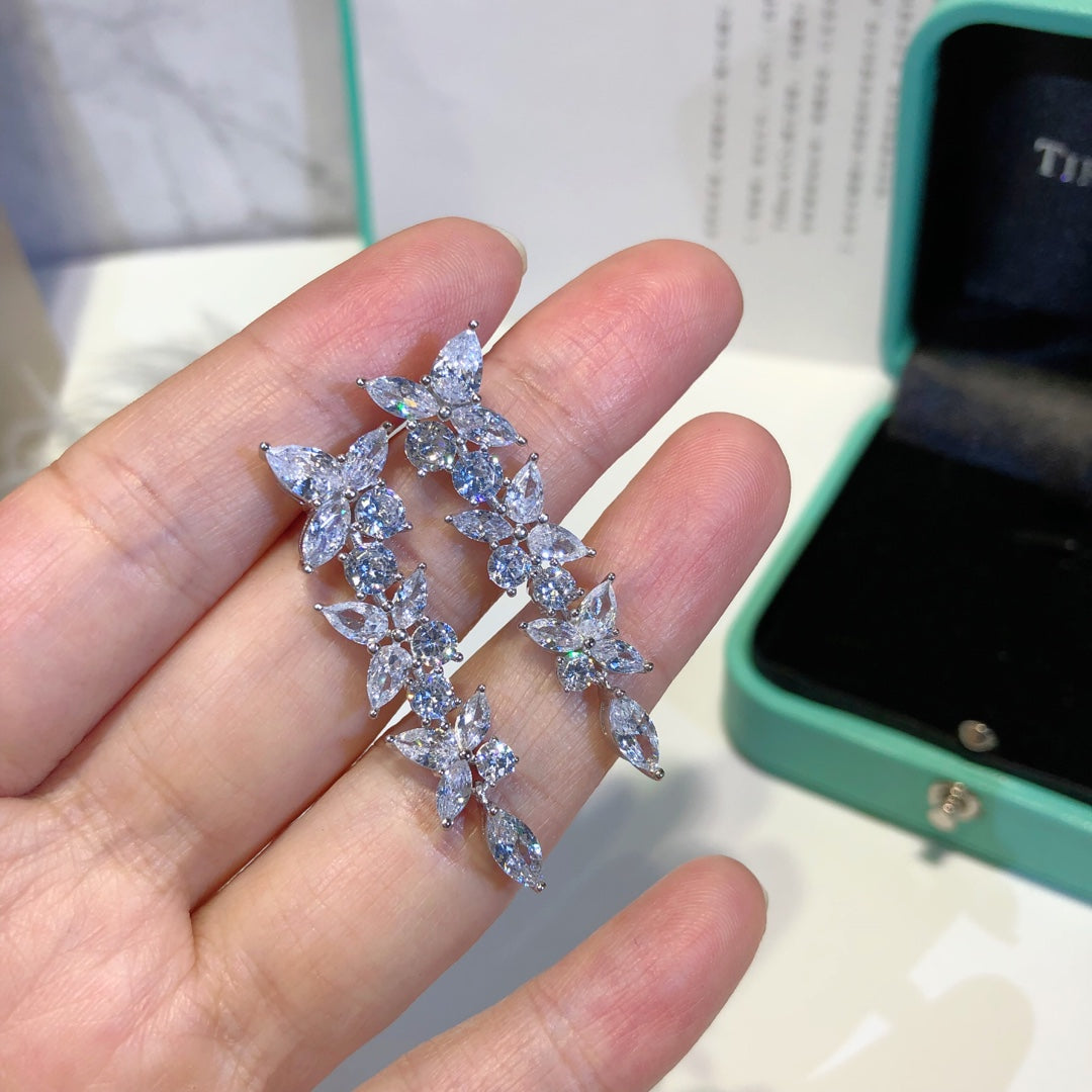 [Rose Tomorrow]VICTORIA SILVER DIAMOND DROP EARRINGS