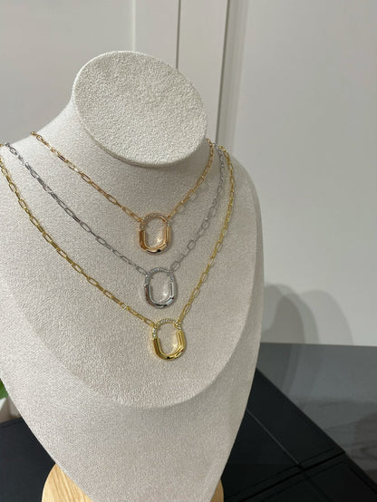 [Rose Tomorrow]LOCK MEDIUM PENDANT DIAMOND NECKLACE