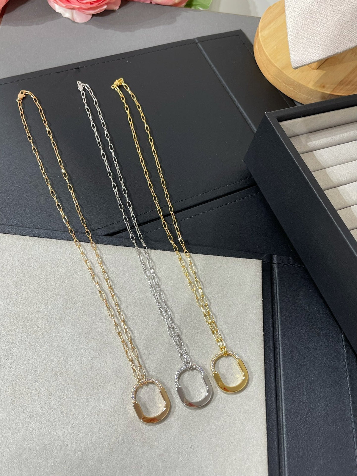 [Rose Tomorrow]LOCK MEDIUM PENDANT DIAMOND NECKLACE